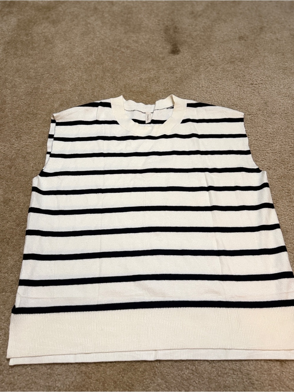 Evaless Striped Sleeveless Knit Top in White and Black